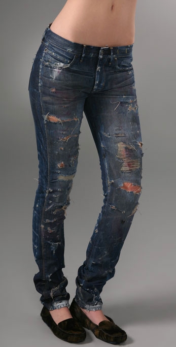dirty-wash skinny jeans